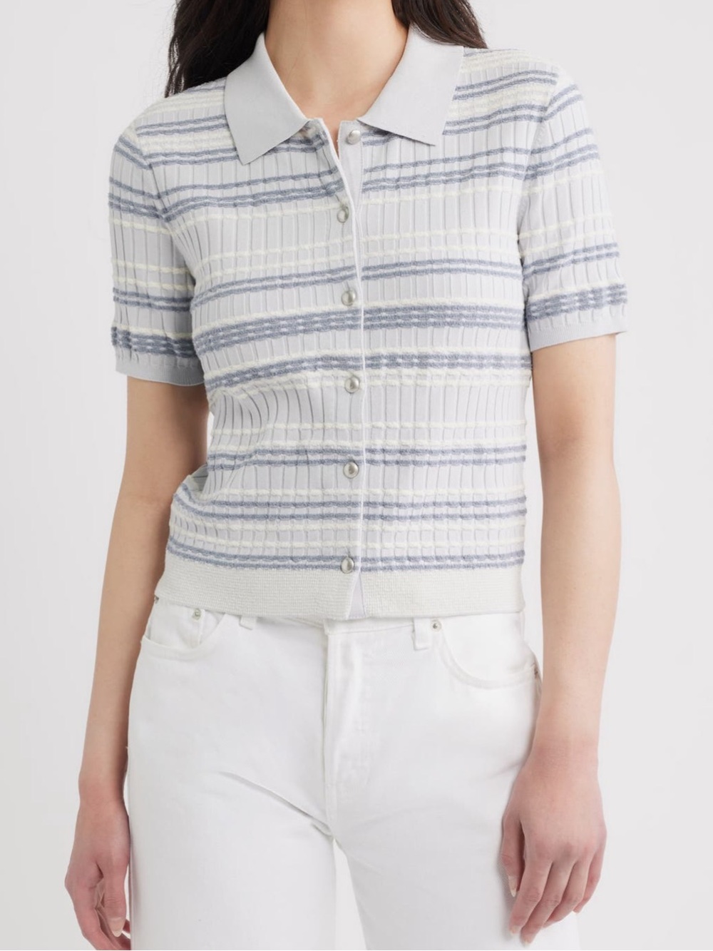 rag & bone Karina Stripe Short Sleeve Cardigan